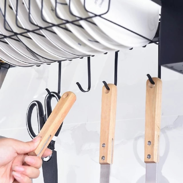 Scurgator vase deasupra chiuvetei, cu suport pentru tacamuri