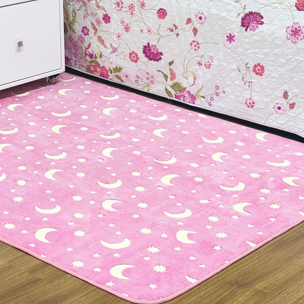 Set 2 x Covor luminos, fosforescent, 60 x 40 cm, Gri/Roz