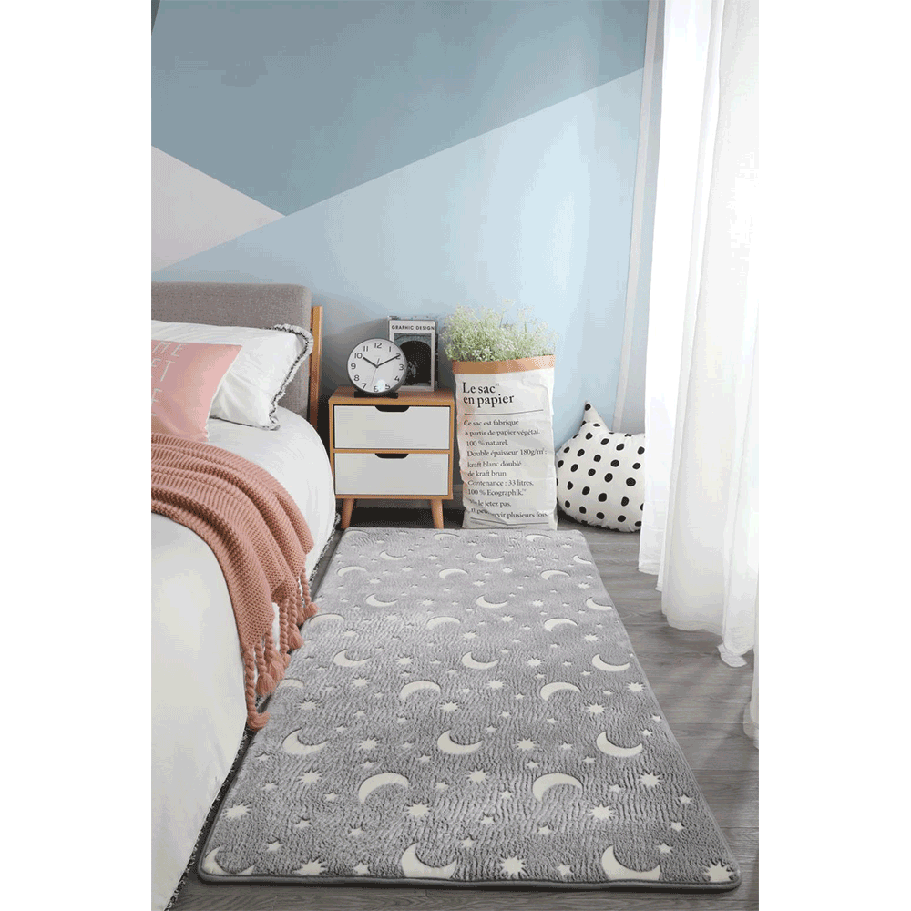 Set 2 x Covor luminos, fosforescent, 60 x 40 cm, Gri/Roz