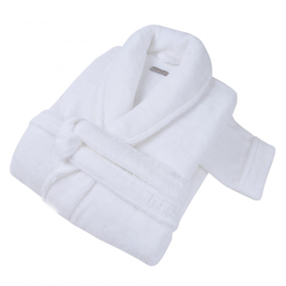 Halat unisex bumbac 100% pufos si flausat, culoare alb