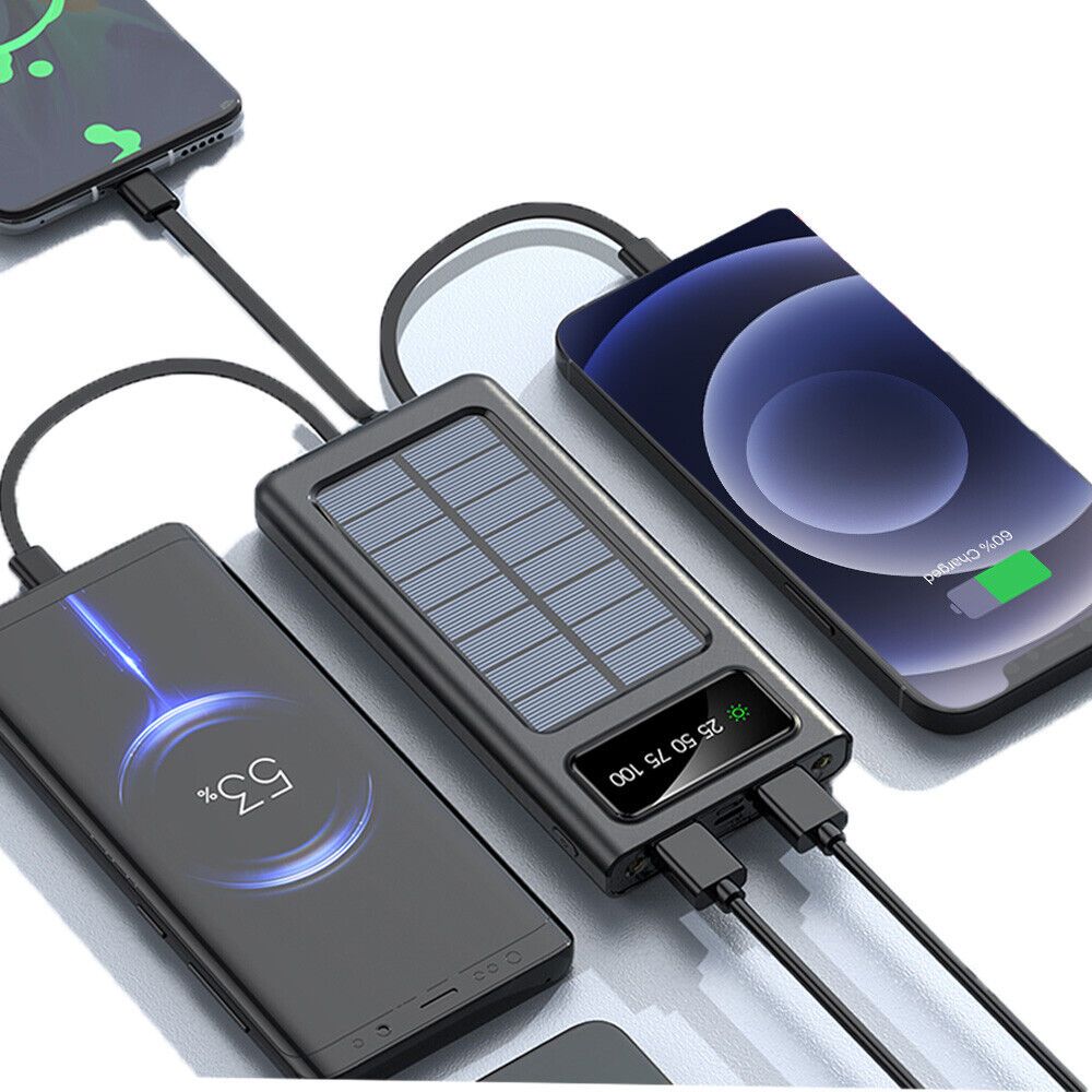 Baterie externa solara 18.000 mAh cu display, Negru