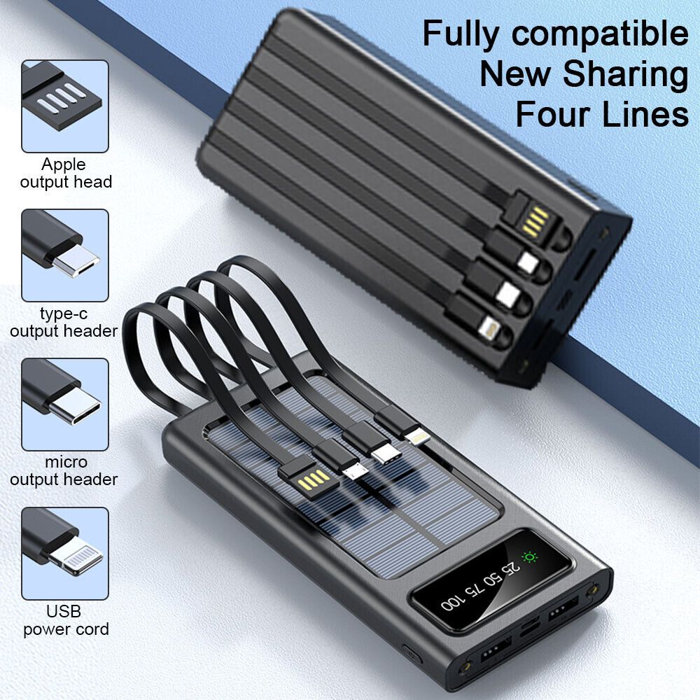 Baterie externa solara 18.000 mAh cu display, Negru