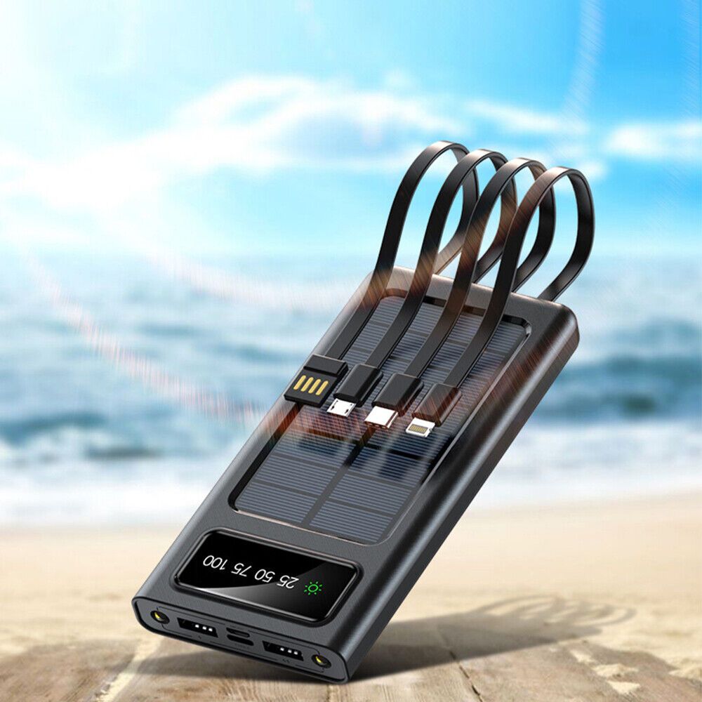 Baterie externa solara 18.000 mAh cu display, Negru