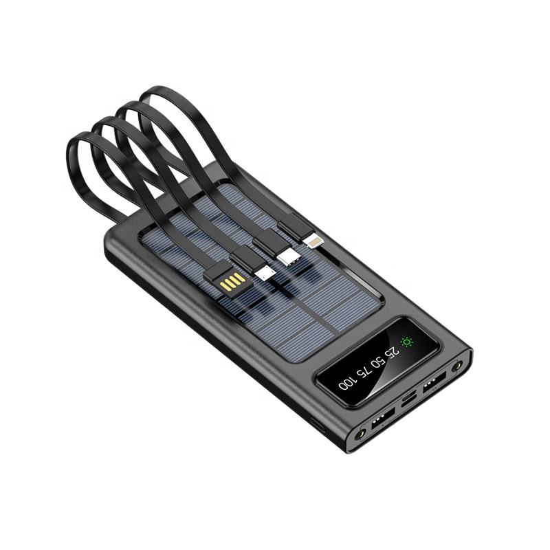 Baterie externa solara 18.000 mAh cu display, Negru