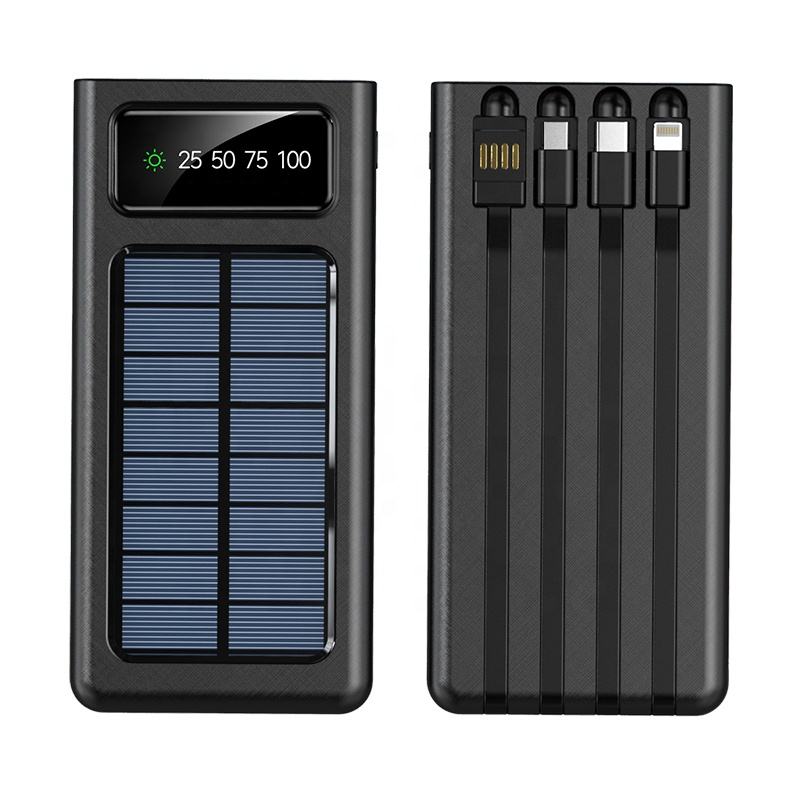 Baterie externa solara 18.000 mAh cu display, Negru