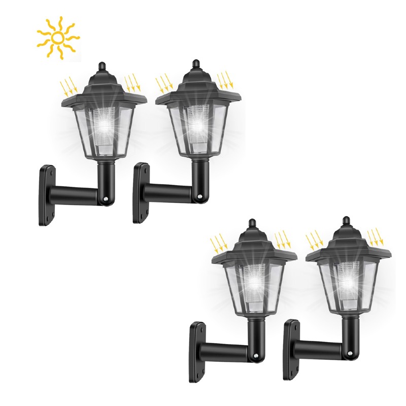 Set 4 x Lampa solara tip felinar, model hexagon