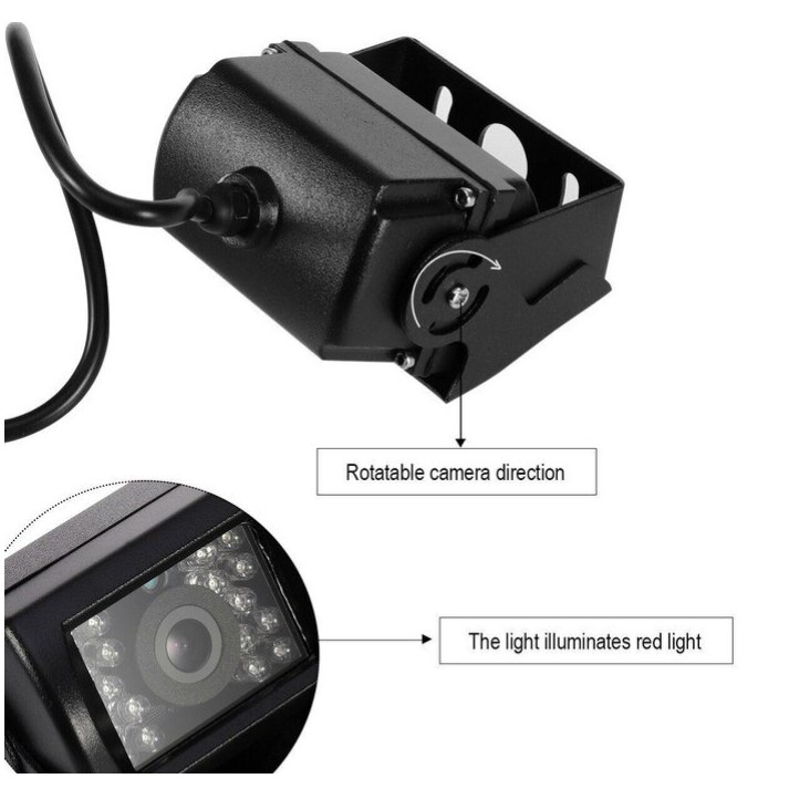 Camera video marsarier pentru camioane, 18 LED, 12V - 24V