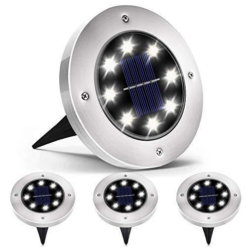 Set 12 lampi solare pentru pamant, Silver Disk Lights