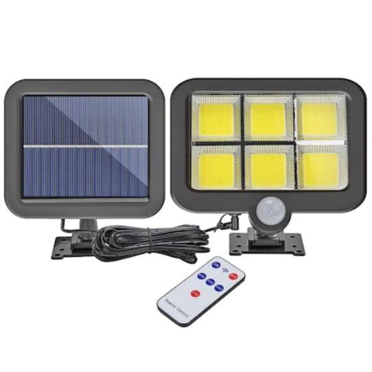 Set 2 x Proiector solar 120 LED 6 COB senzor de lumina si miscare