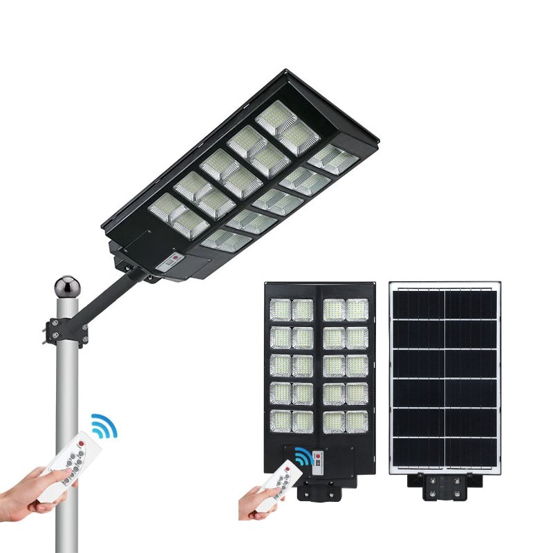 Lampa 3000 W cu panou solar, proiector stradal cu suport metalic si telecomanda