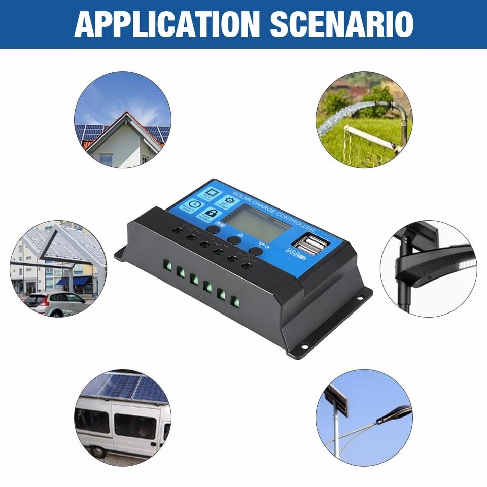 Controler 20A/30A Regulator Solar 12V 24V, cu 2 mufe USB