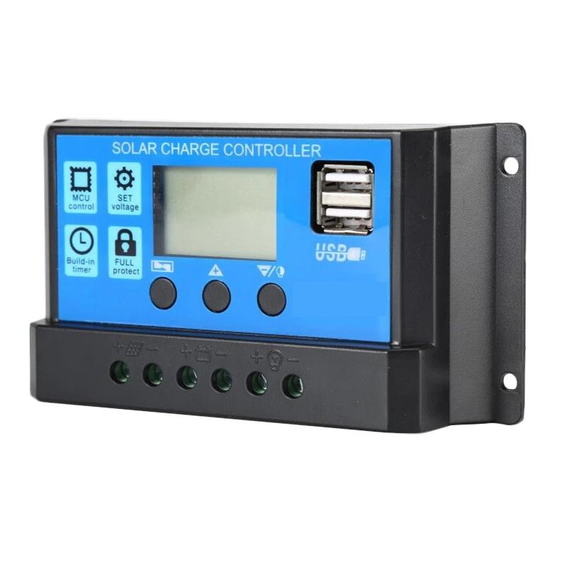 Controler 20A/30A Regulator Solar 12V 24V, cu 2 mufe USB