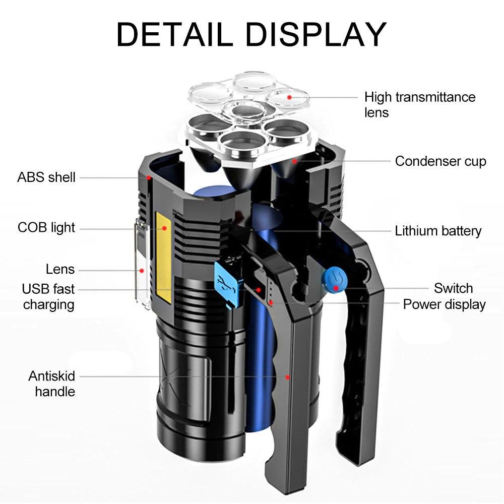 Lanterna 4 LED COB cu acumulator 1200 mAh