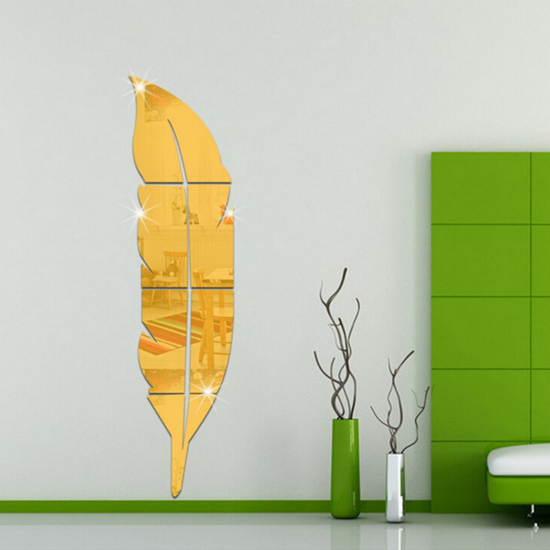 Oglinda decorativa tip frunza, 30 x 120 cm, Auriu
