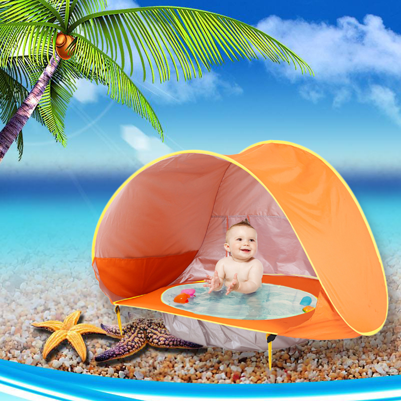 Cort de plaja cu piscina pentru bebelusi, protectie UV
