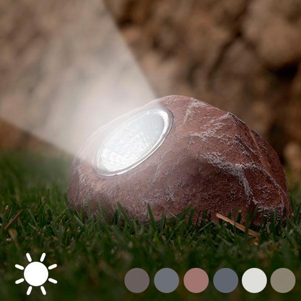 Set 3 x lampa solara cu aspect de piatra