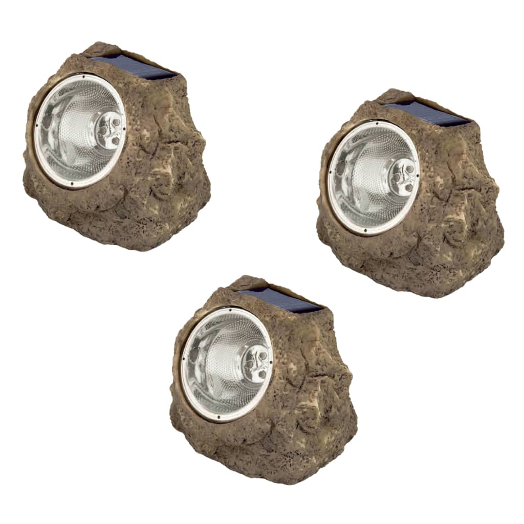Set 3 x lampa solara cu aspect de piatra
