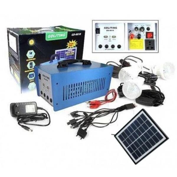 Kit cu panou solar, 100 W, 3 becuri, 12 volti