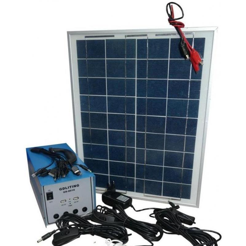 Kit cu panou solar, 100 W, 3 becuri, 12 volti