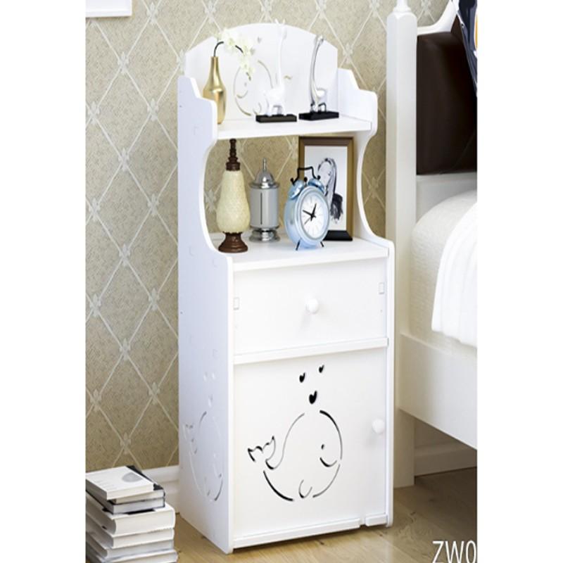 Set 2 x Noptiera cu 3 rafturi, 51 x 24 x 17 cm, Alb