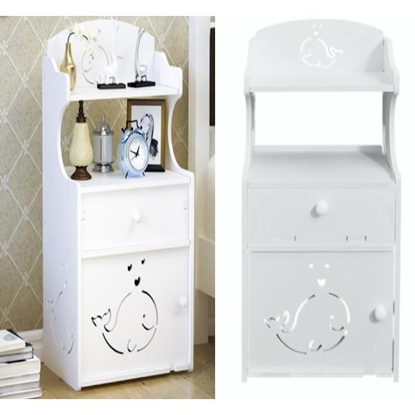 Set 2 x Noptiera cu 3 rafturi, 51 x 24 x 17 cm, Alb