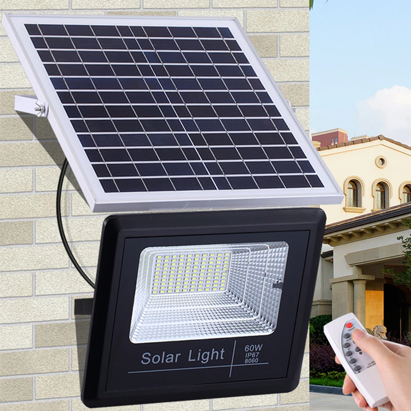 Proiector cu panou solar si telecomanda, 50 W - 1200 W