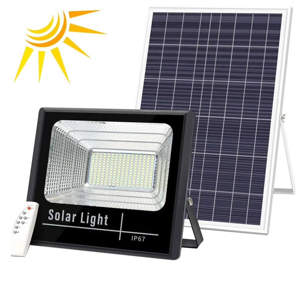 Proiector cu panou solar si telecomanda, 50 W - 1200 W