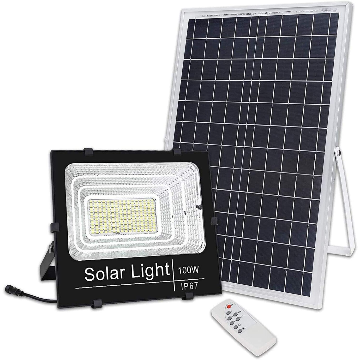 Proiector cu panou solar si telecomanda, 50 W - 1200 W