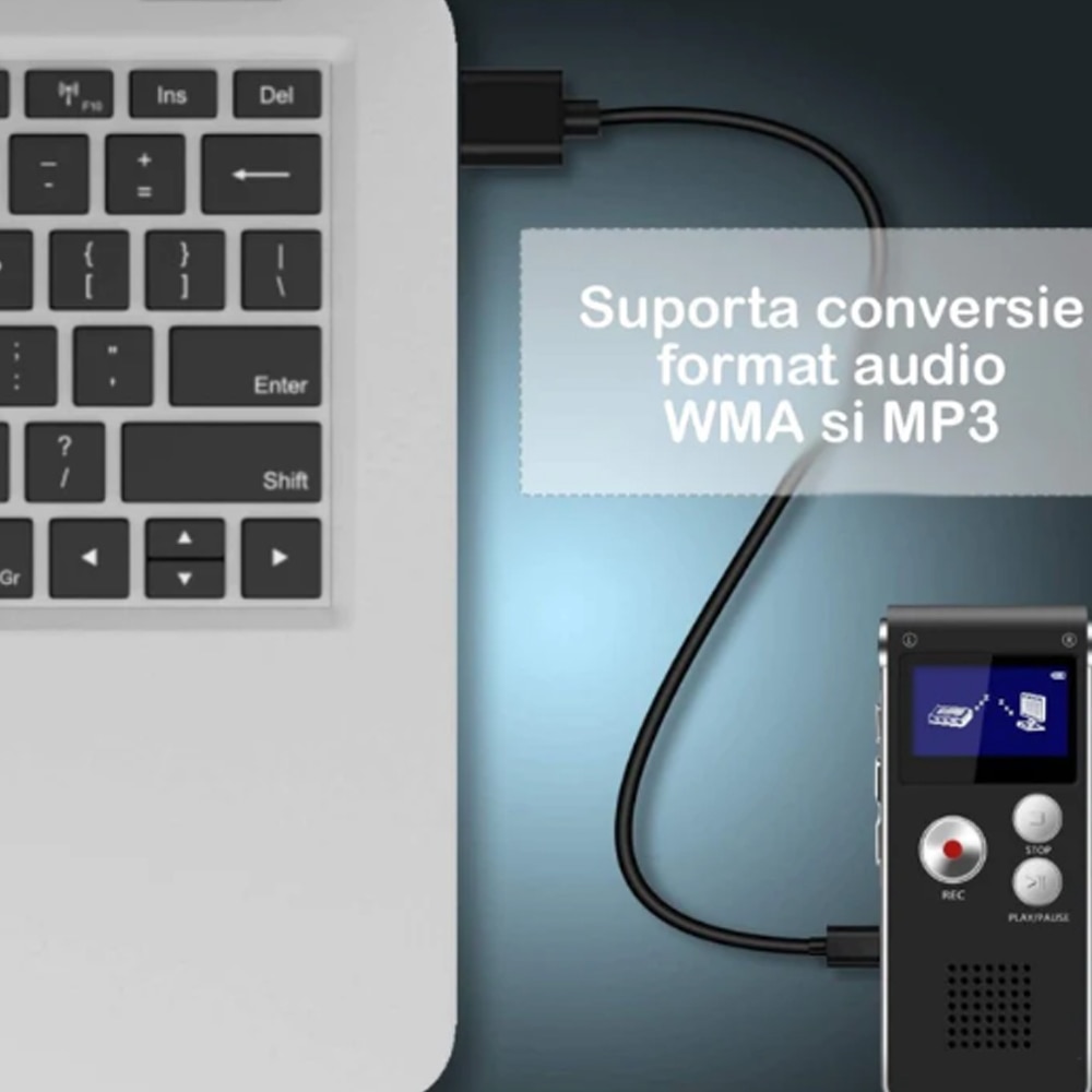 Reportofon digital Andowl Q-LY77, 16G Hifi, MP3/WAV, accesorii, negru