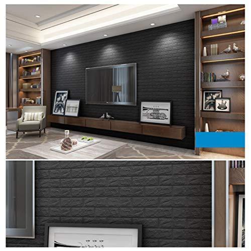 Set 5 x Tapet negru caramida, autoadeziv, 77 x 70 cm, spuma moale 3D