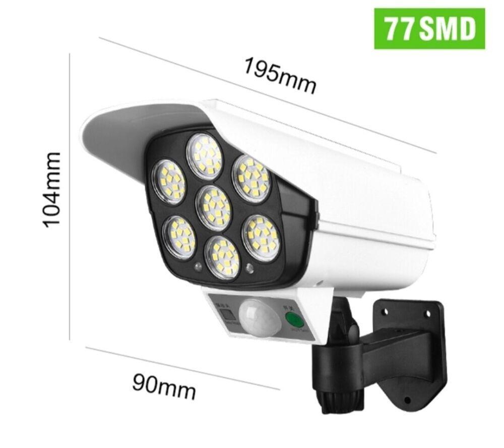 Set 2 x Camera falsa cu panou solar, 77 LED, senzor de miscare