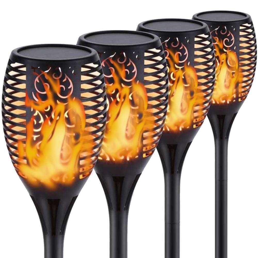 Set 3 x Lampa solara tip torta cu efect flacara, 51.5 cm