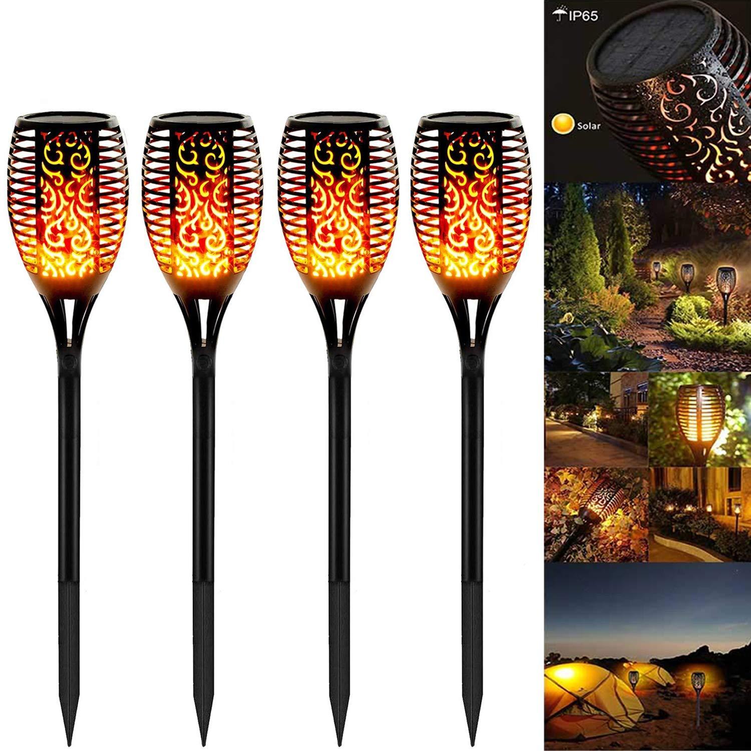 Set 4 x Lampa solara tip torta cu efect flacara, 51.5 cm