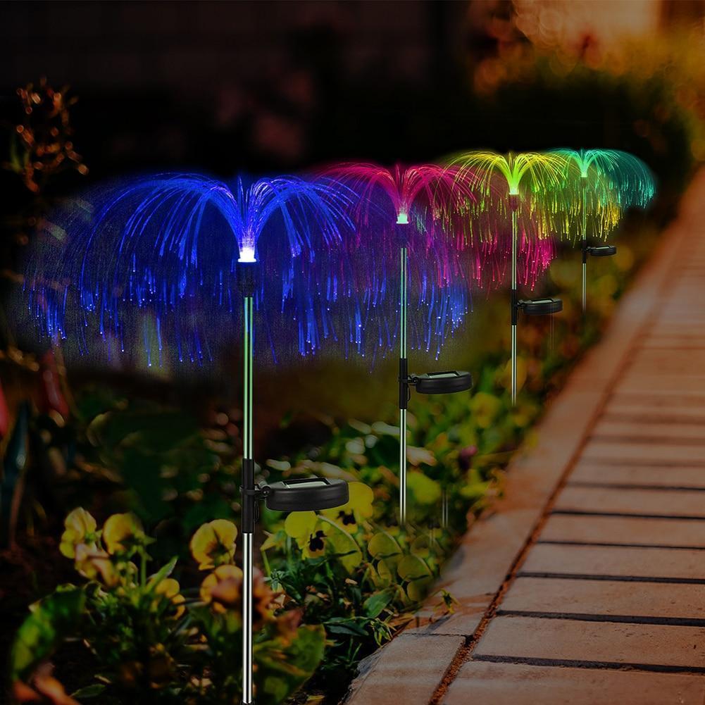 Set 2 x Lampa solara tip meduza, fibra optica LED RGB