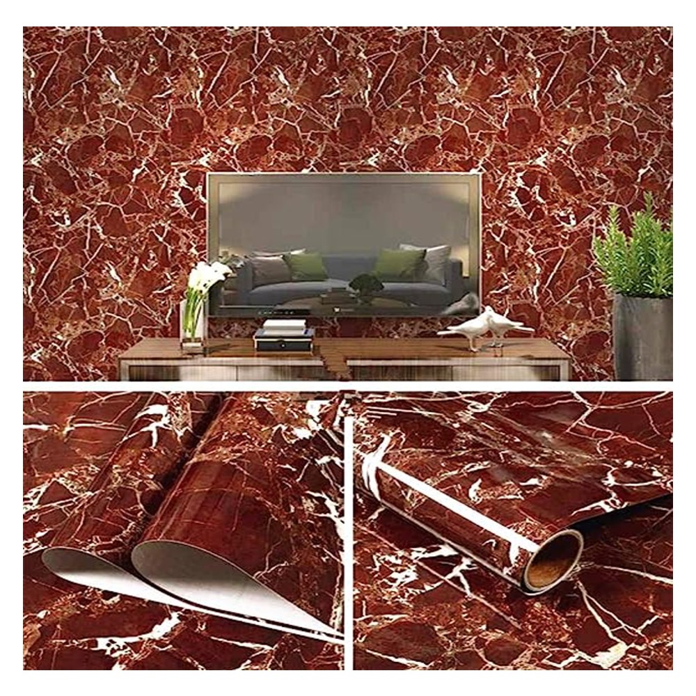 Set 2/3 x Folie autoadeziva imitatie marmura maro 60 x 200 cm