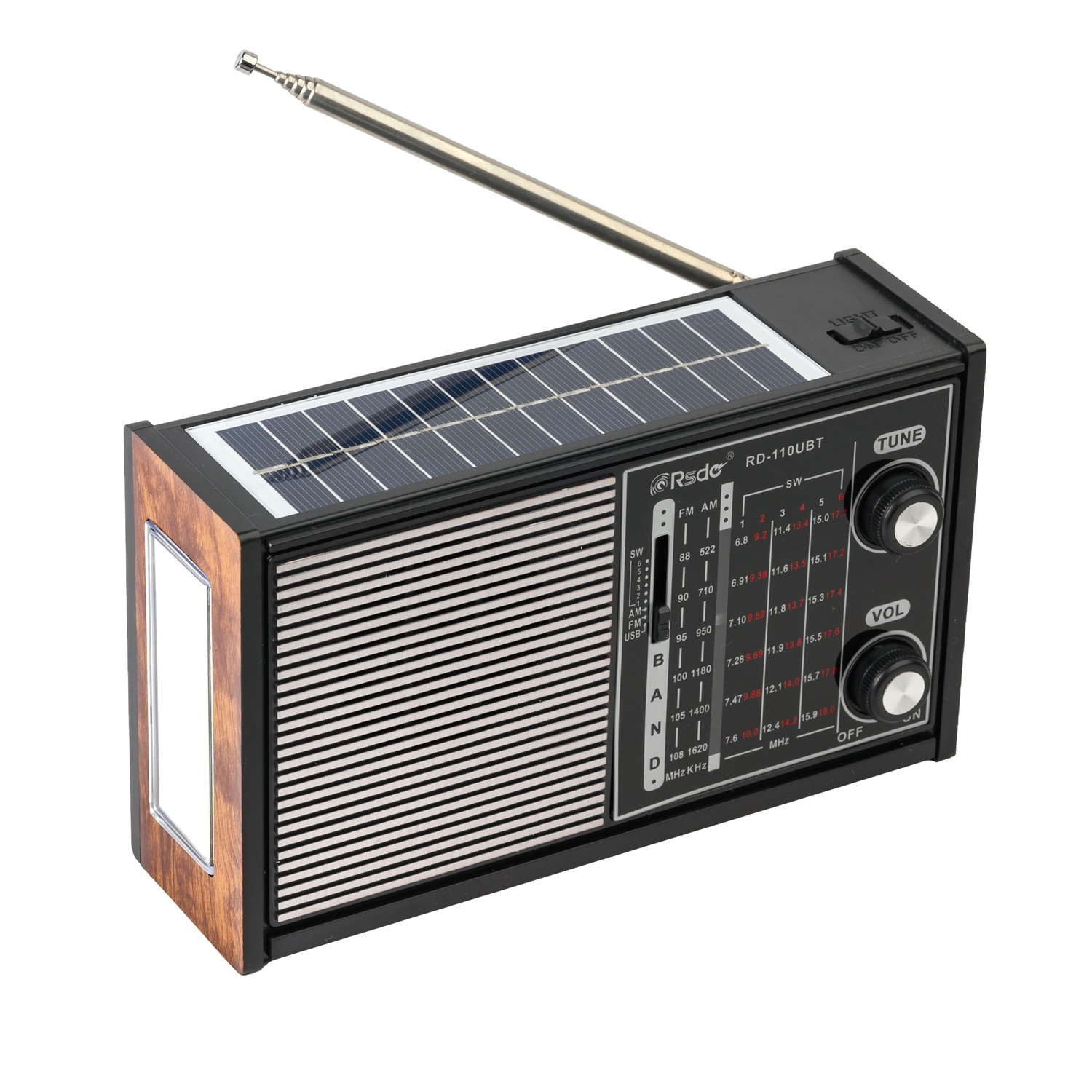 Radio solar Bluetooth, MP3 player si lanterna, AM/FM/SW