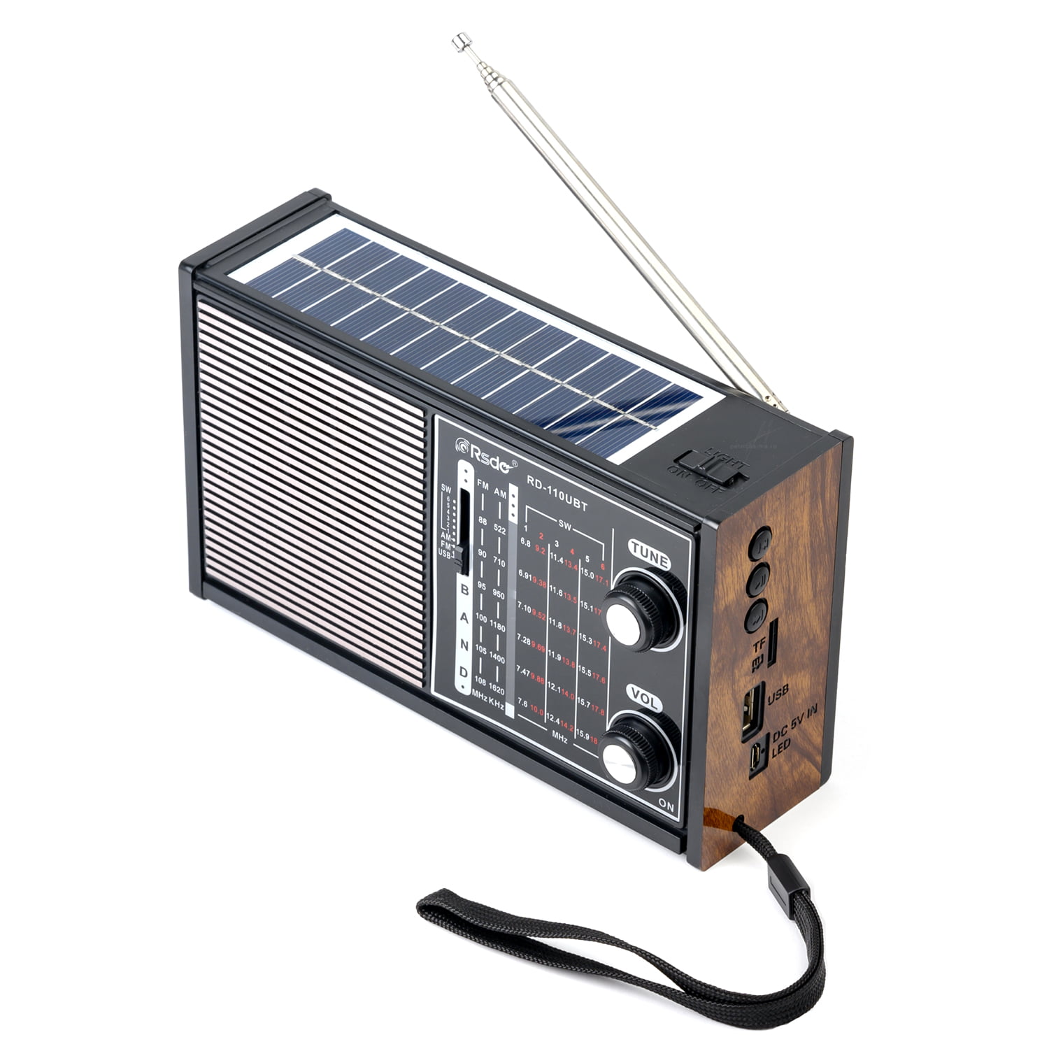 Radio solar Bluetooth, MP3 player si lanterna, AM/FM/SW