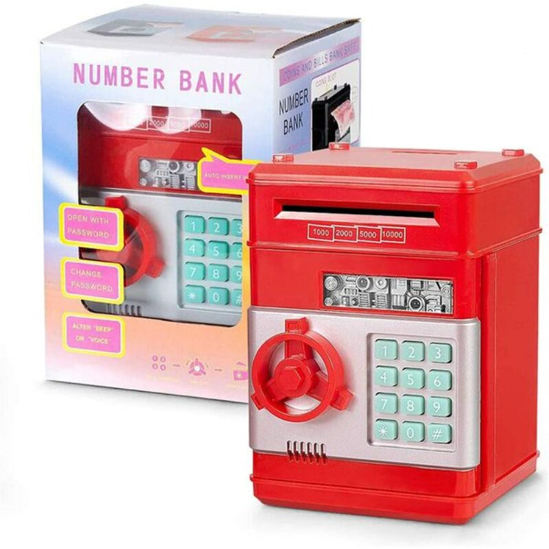 Pusculita ATM interactiva, cu cifru si sunet, Rosu