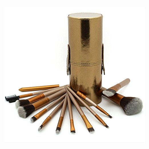 Set 12 pensule machiaj Naked 4 cu etui din piele ecologica
