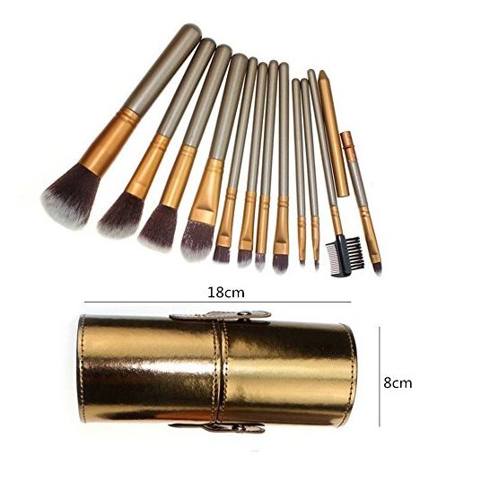 Set 12 pensule machiaj Naked 4 cu etui din piele ecologica
