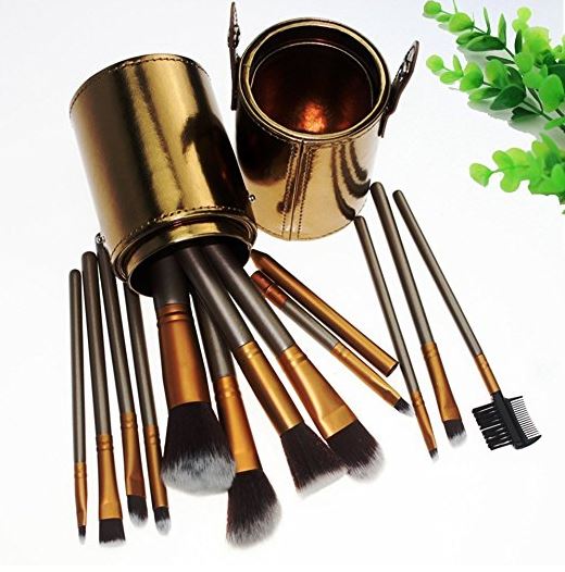 Set 12 pensule machiaj Naked 4 cu etui din piele ecologica