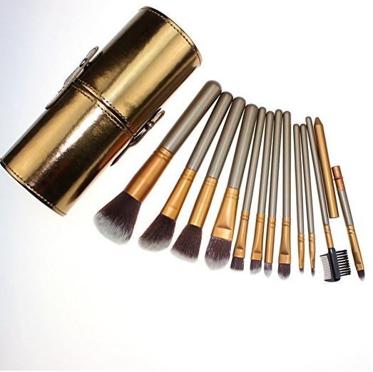 Set 12 pensule machiaj Naked 4 cu etui din piele ecologica