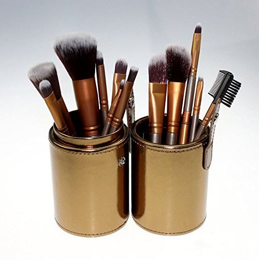 Set 12 pensule machiaj Naked 4 cu etui din piele ecologica