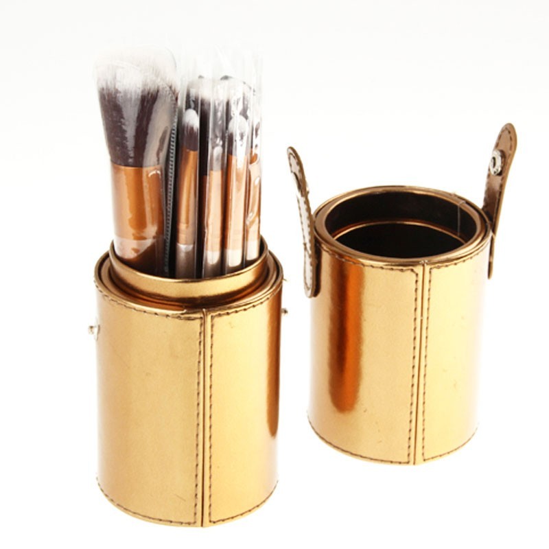 Set 12 pensule machiaj Naked 4 cu etui din piele ecologica