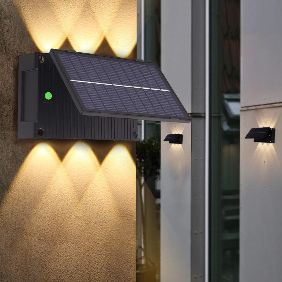 Lampa solara cu 6 LED, lumina calda, bidirectionala