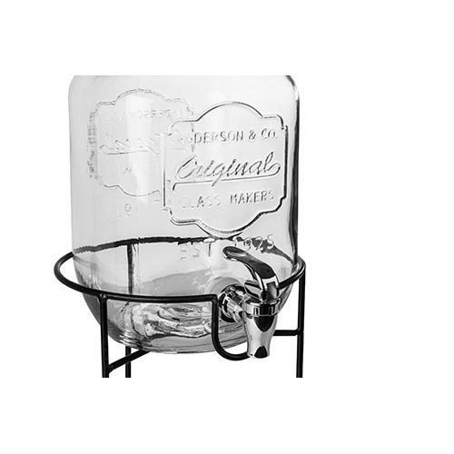 Borcan din sticla cu robinet si suport 4 litri + Pahar tip borcan 600 ml
