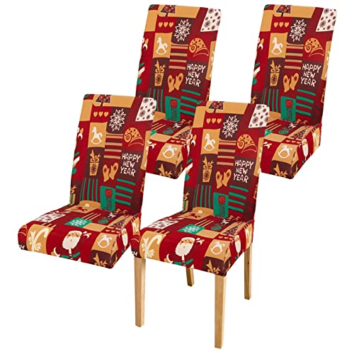 Set 6 huse scaun pentru sarbatori, model Happy New Year