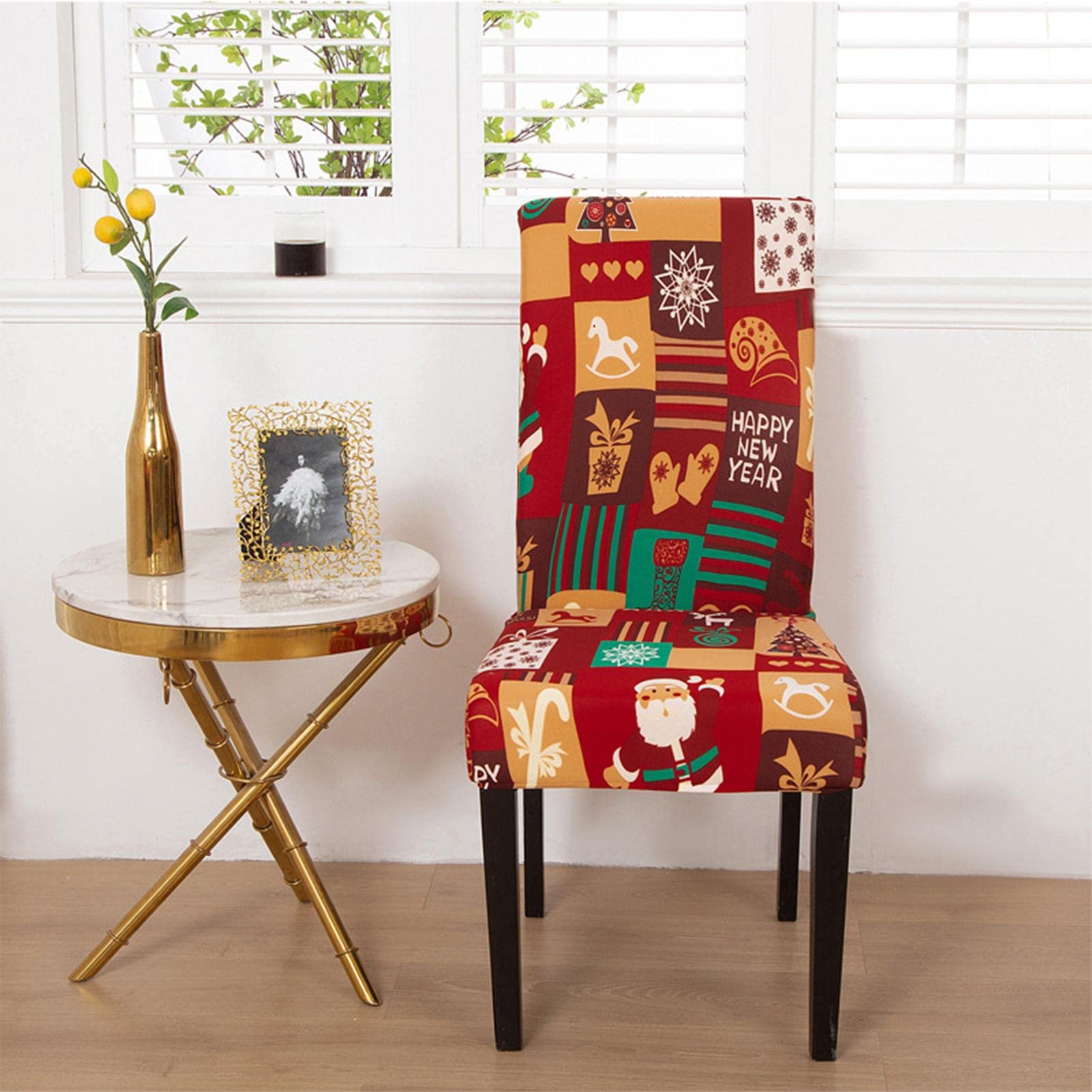 Set 6 huse scaun pentru sarbatori, model Happy New Year