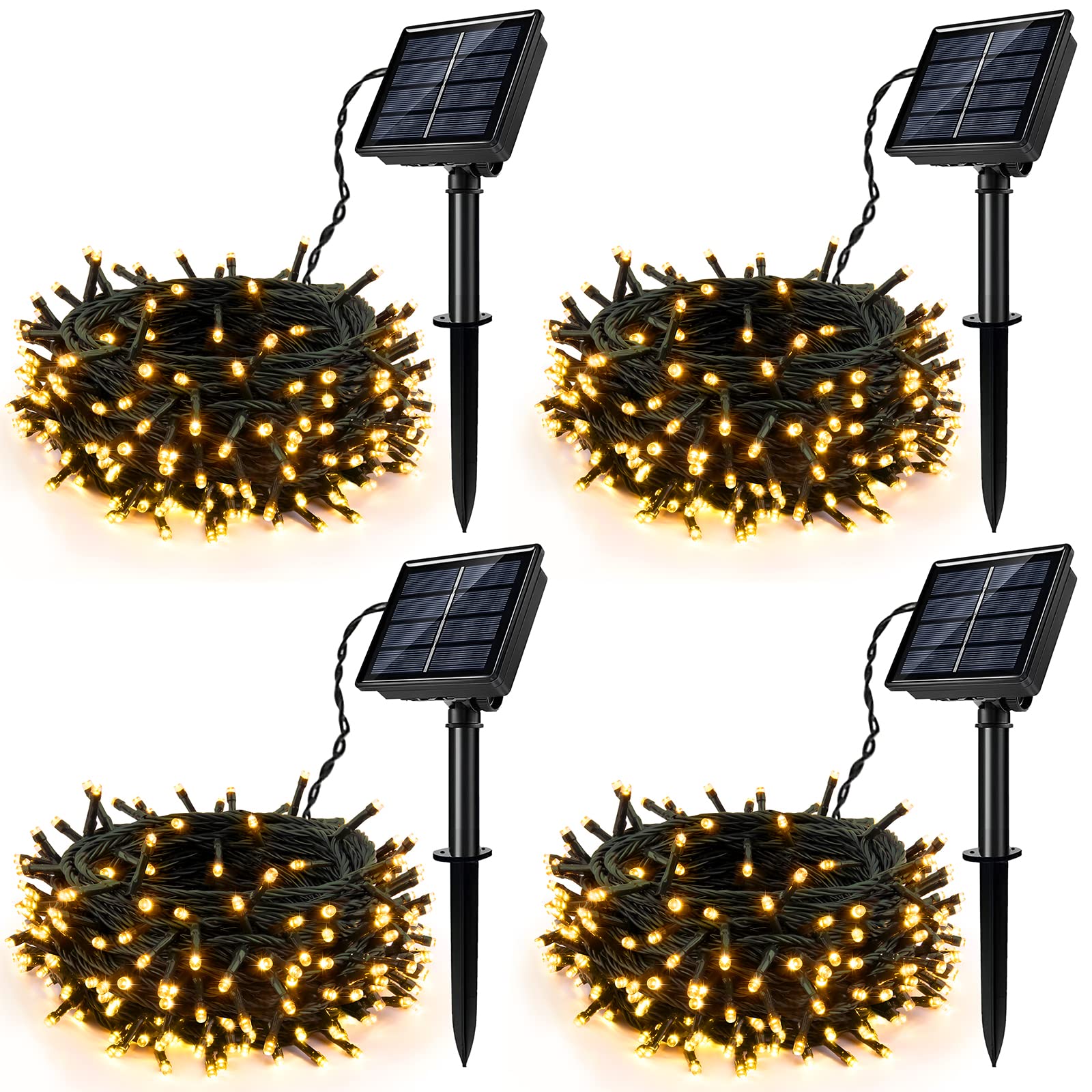 Set 4 x Instalatie solara 100 LED, Alb cald, 10 Metri