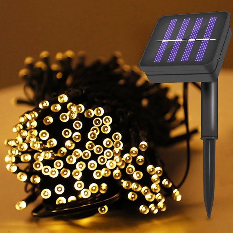 Set 4 x Instalatie solara 100 LED, Alb cald, 10 Metri